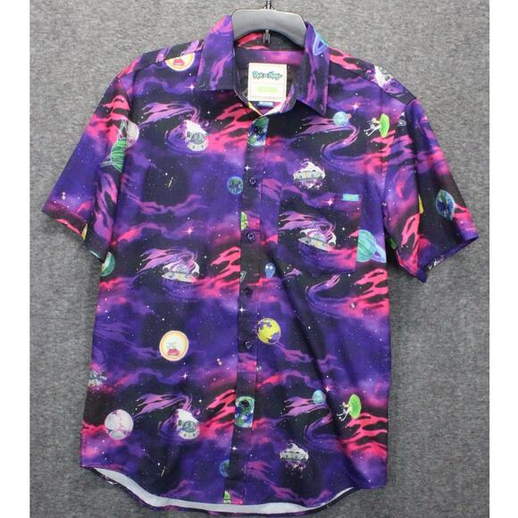 RSVLTS Other - RSVLTS Rick and Morty Galaxy Space Planets Small Short Sleeve Button Down Shirt